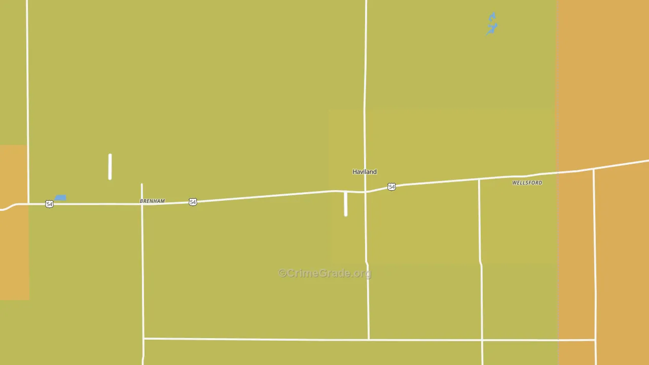 Haviland, KS Map of Burglary Rates
