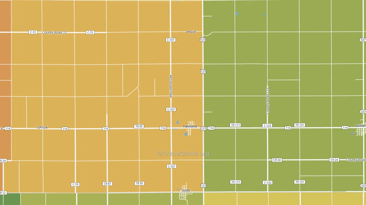 Haviland, OH Map of Burglary Rates