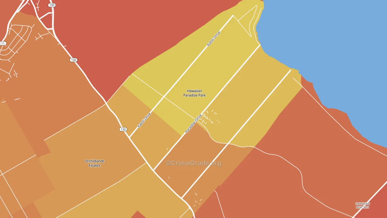 Hawaiian Paradise Park, HI Map of Burglary Rates