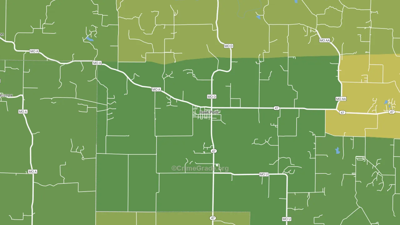 Hawk Point, MO Map of Burglary Rates