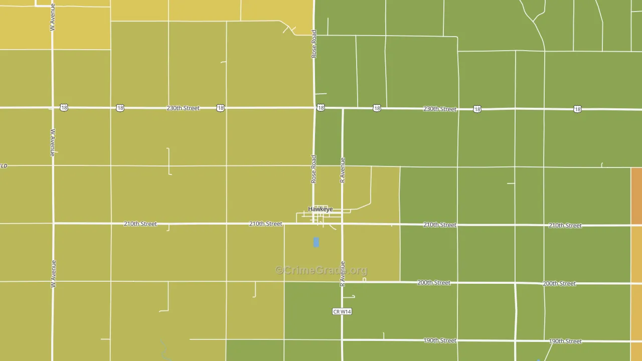 Hawkeye, IA Map of Burglary Rates