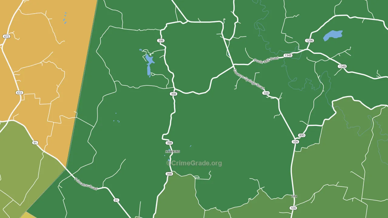 Hawkins, KY Map of Burglary Rates