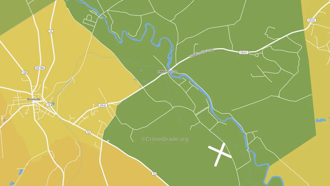 Hawkinsville, NY Map of Burglary Rates