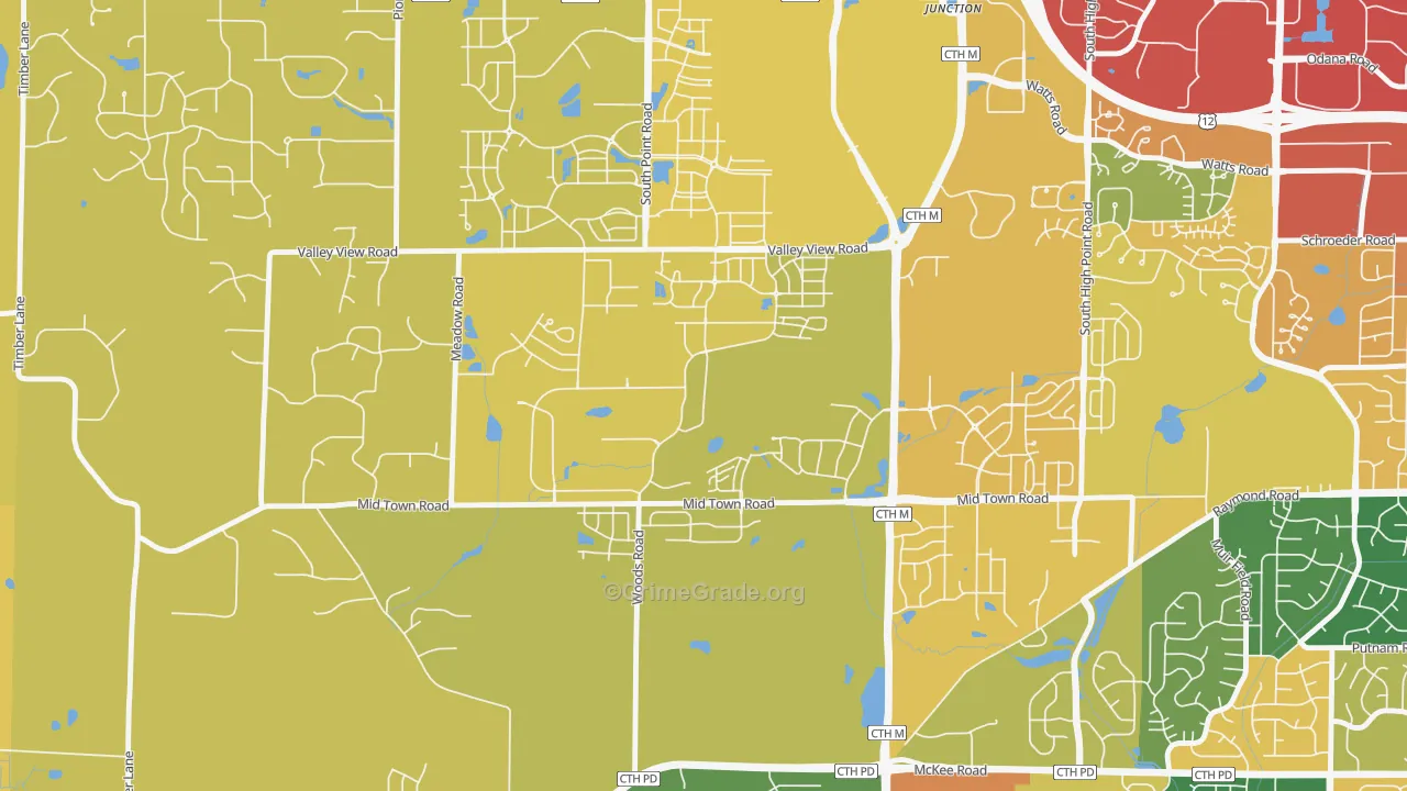 Hawk's Landing, Verona, WI Map of Burglary Rates