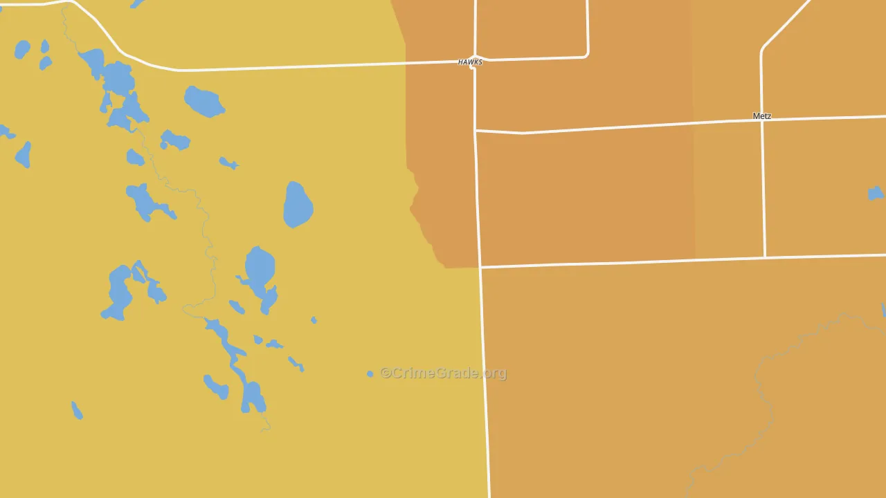 Hawks, MI Map of Burglary Rates