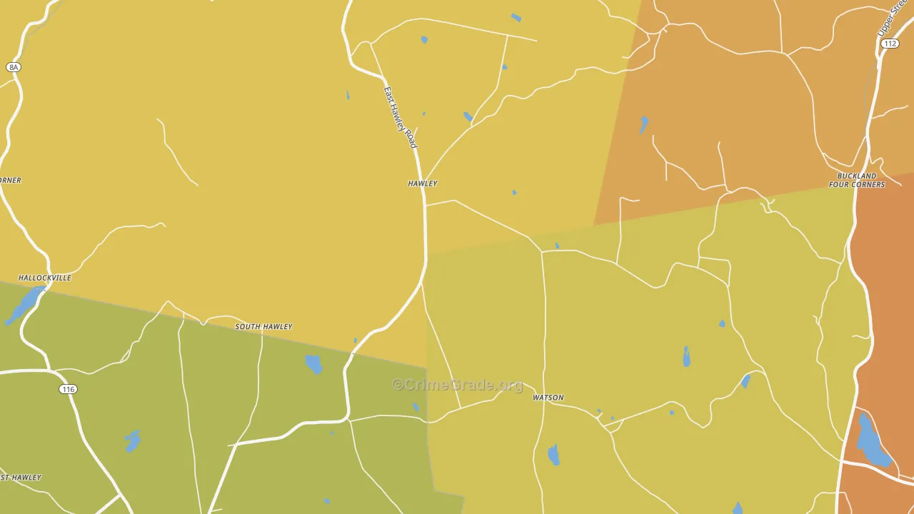 Hawley, MA Map of Burglary Rates