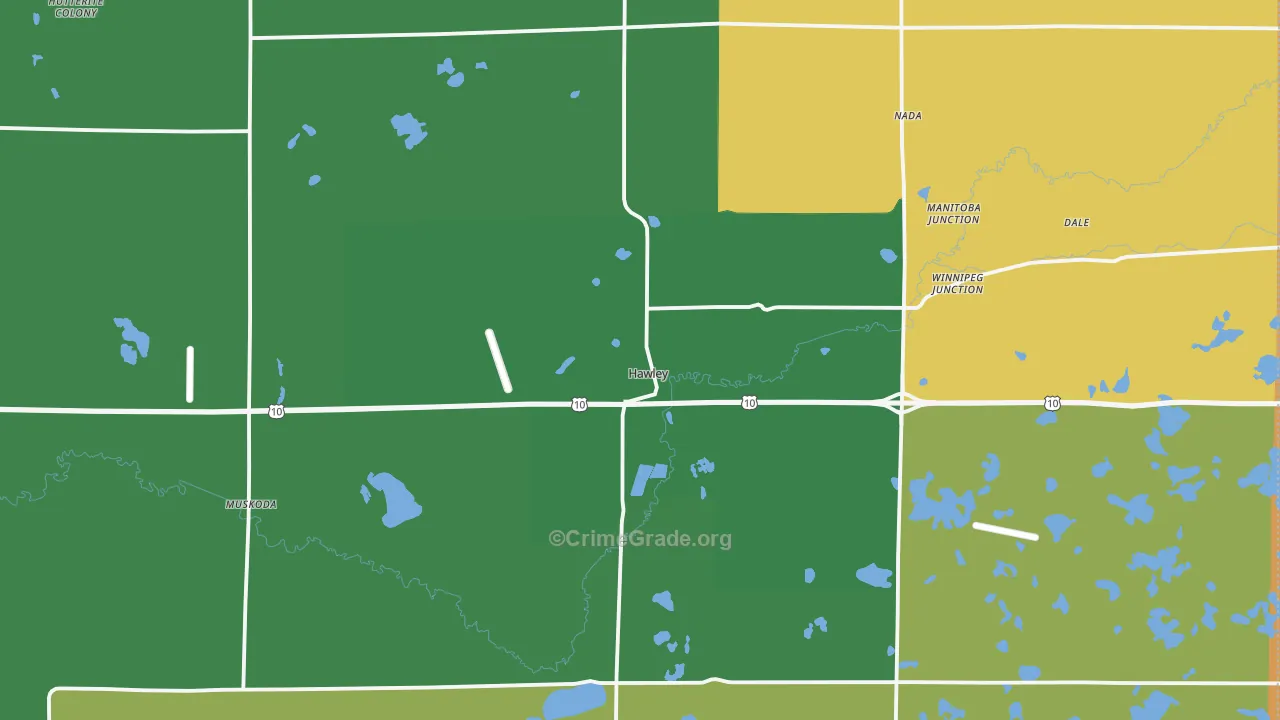 Hawley, MN Map of Burglary Rates