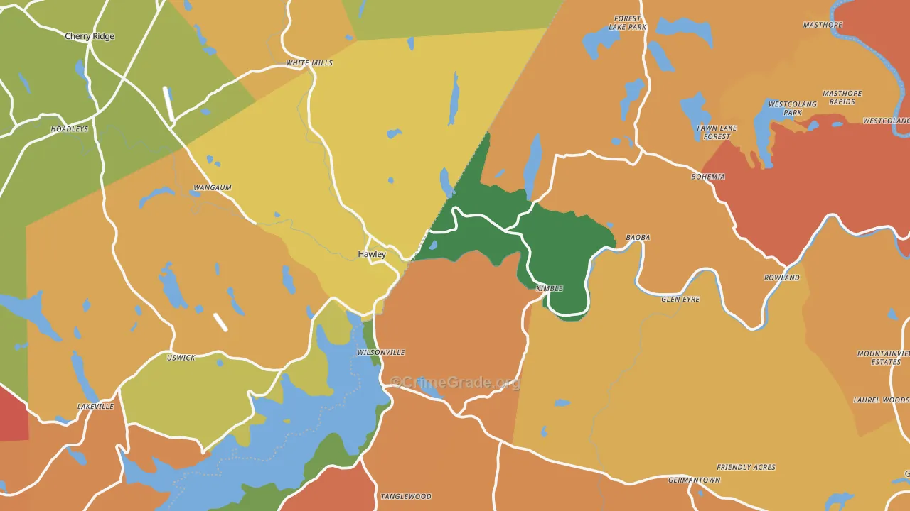 Hawley, PA Map of Burglary Rates