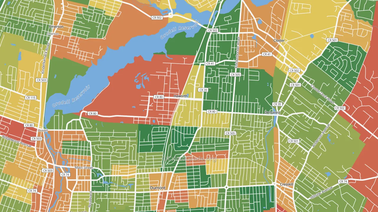 Haworth, NJ Map of Burglary Rates