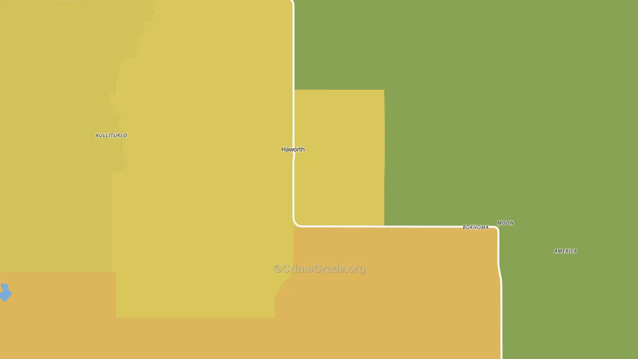 Haworth, OK Map of Burglary Rates