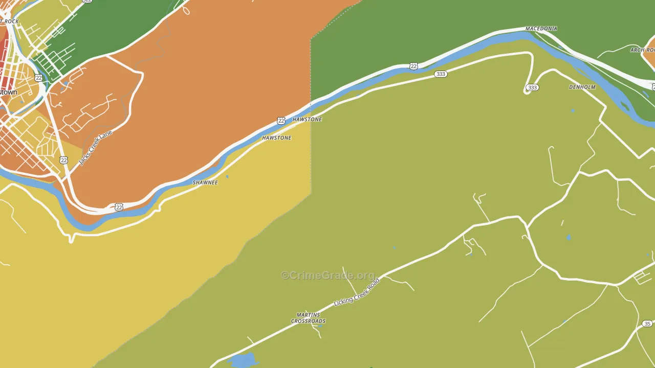 Hawstone, PA Map of Burglary Rates
