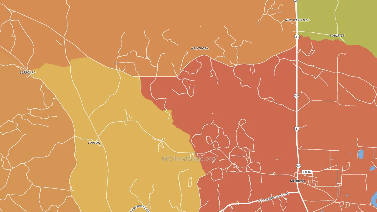 Hawthorn, AL Map of Burglary Rates