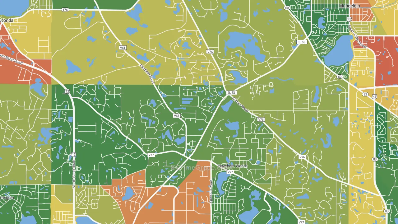Hawthorn Woods, IL Map of Burglary Rates