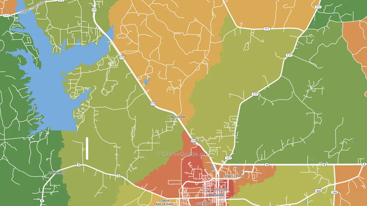 Hawthorne, LA Map of Burglary Rates