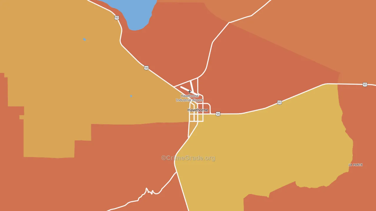 Hawthorne, NV Map of Burglary Rates