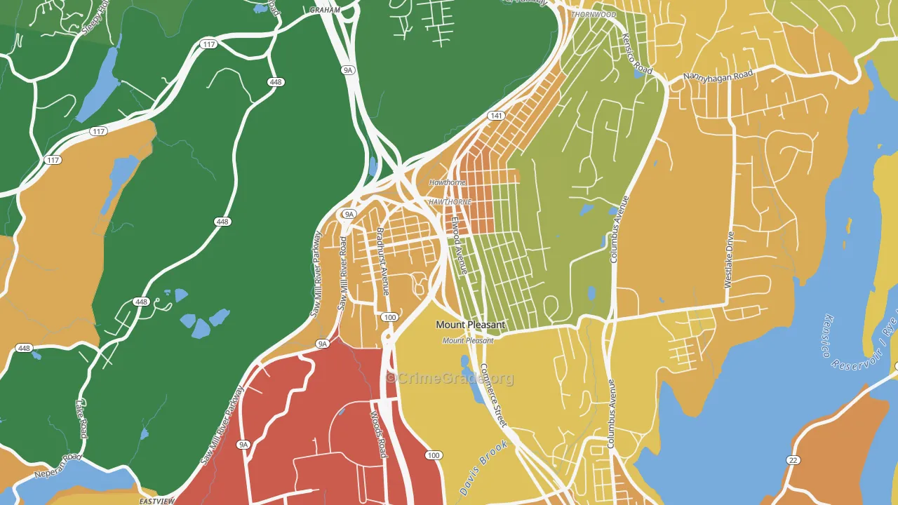 Hawthorne, NY Map of Burglary Rates