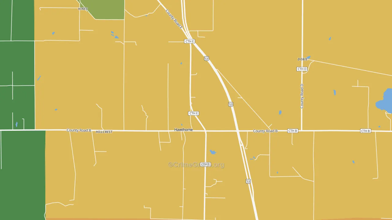 Hawthorne, WI Map of Burglary Rates
