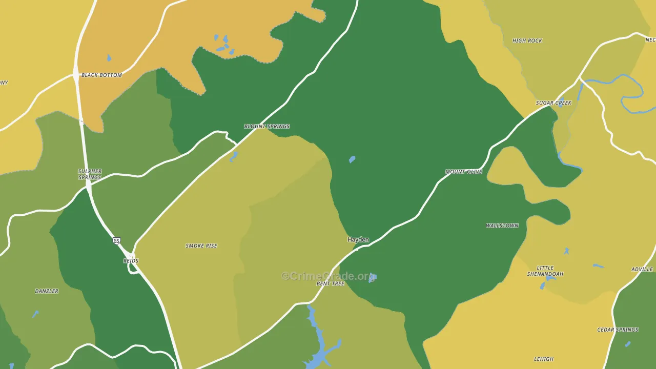 Hayden, AL Map of Burglary Rates