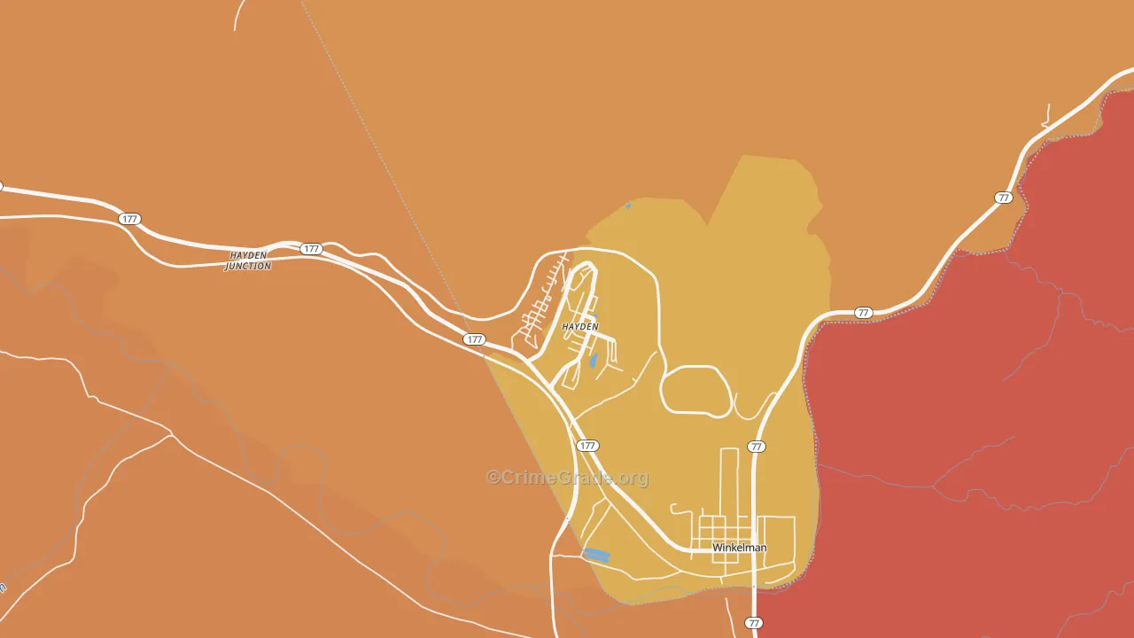 Hayden, AZ Map of Burglary Rates