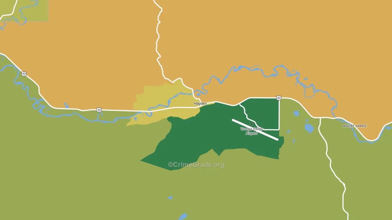 Hayden, CO Map of Burglary Rates