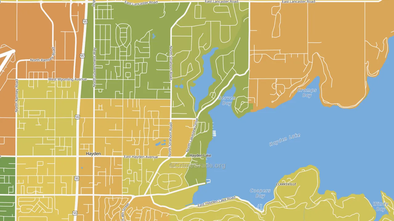 Hayden Lake, ID Map of Burglary Rates
