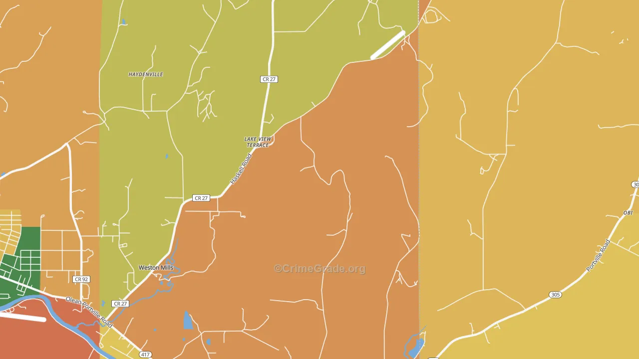 Haydenville, NY Map of Burglary Rates