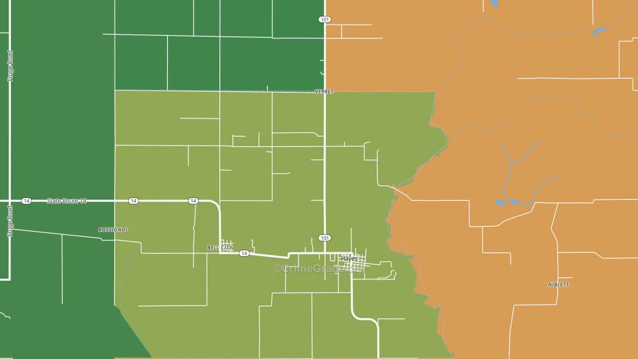 Hayes, LA Map of Burglary Rates