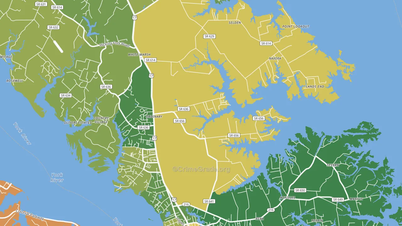 Hayes, VA Map of Burglary Rates