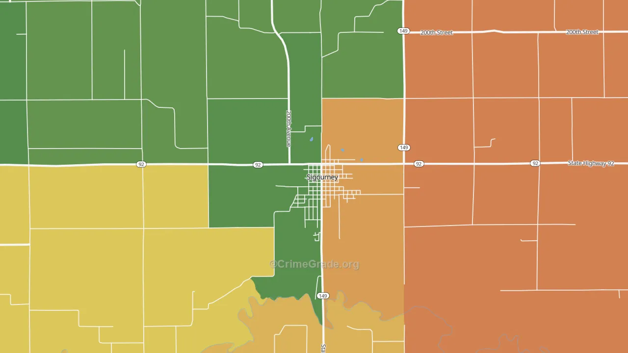 Hayesville, IA Map of Burglary Rates