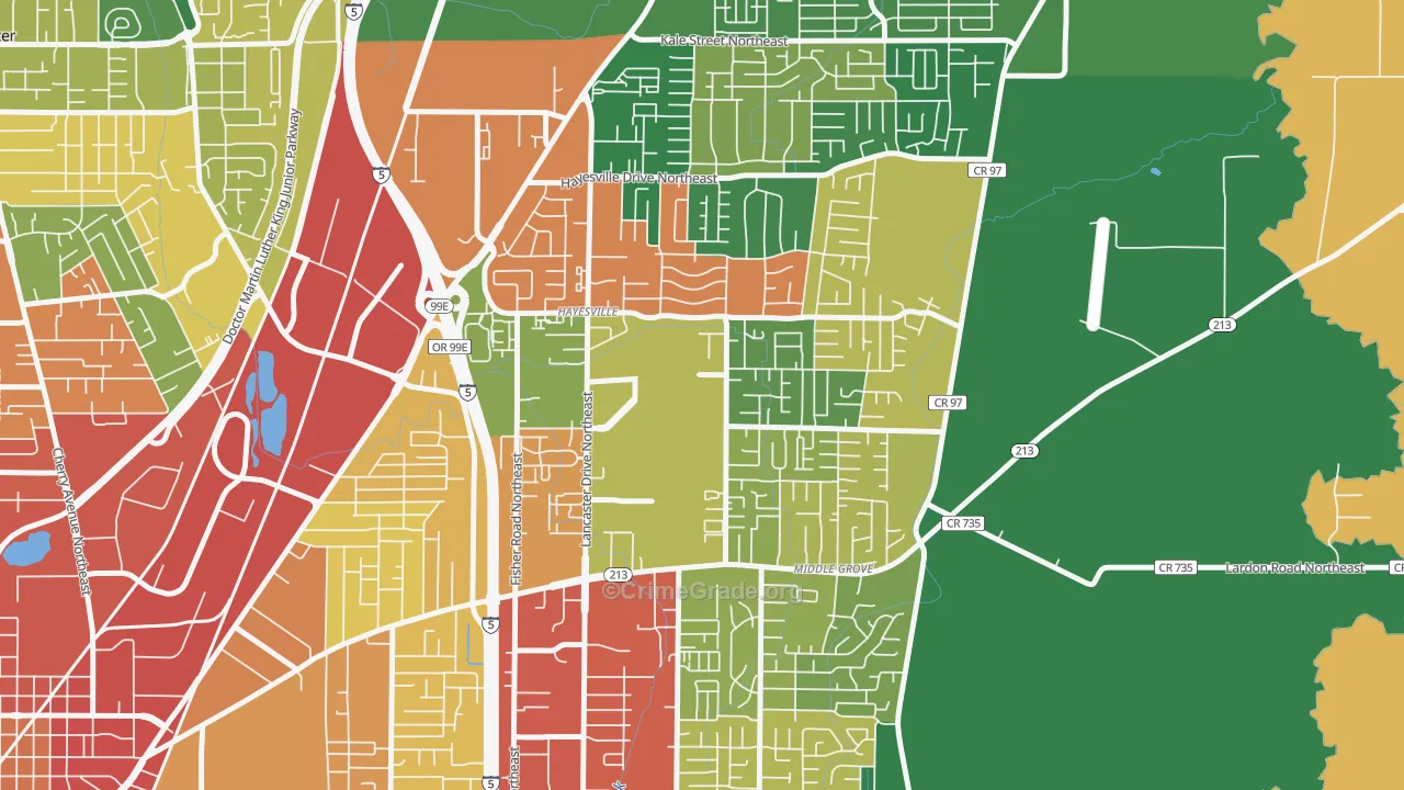 Hayesville, OR Map of Burglary Rates