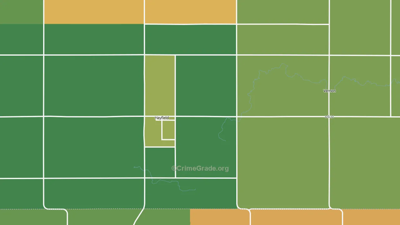 Hayfield, MN Map of Burglary Rates