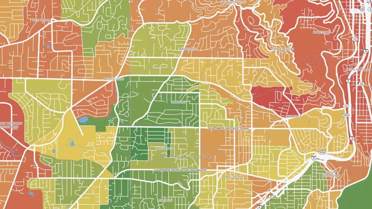 Hayhurst, Portland, OR Map of Burglary Rates