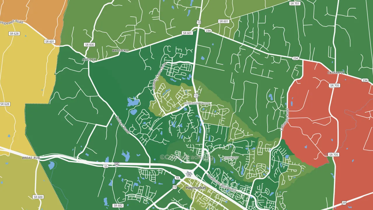 Haymarket, VA Map of Burglary Rates