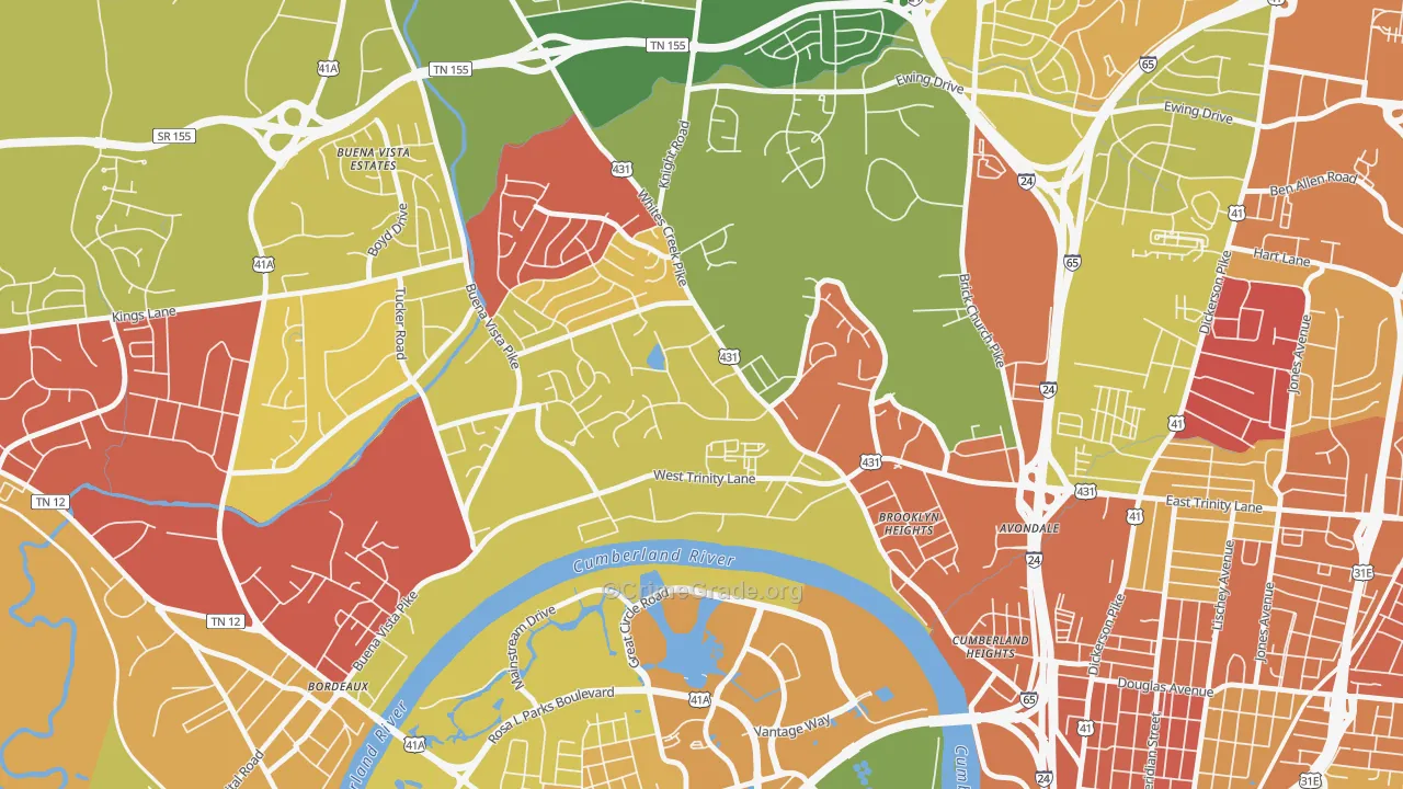 Haynes Area, Nashville, TN Map of Burglary Rates