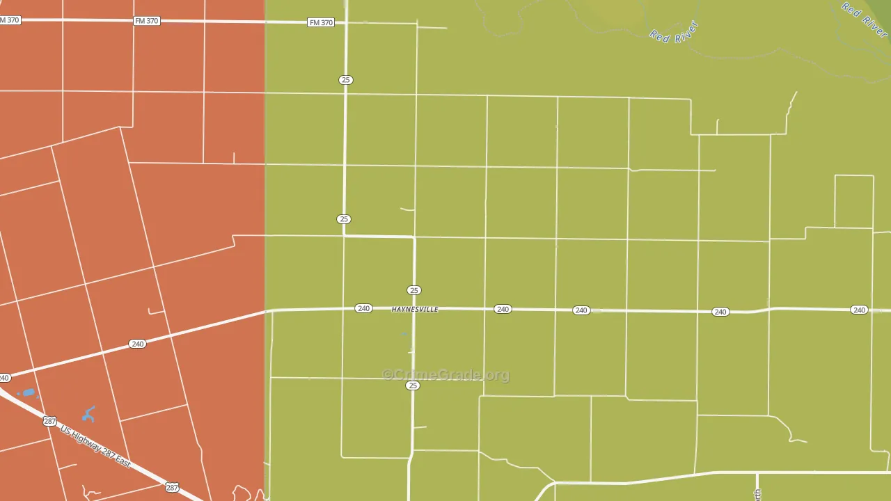 Haynesville, TX Map of Burglary Rates