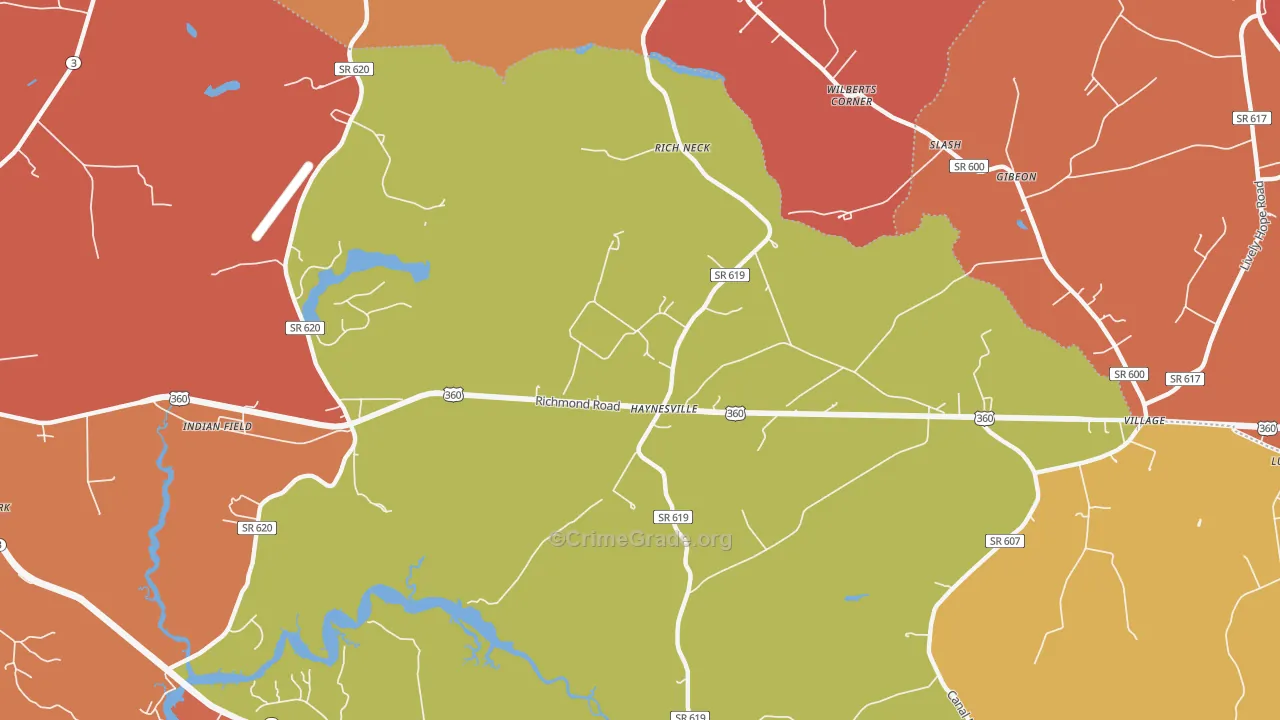 Haynesville, VA Map of Burglary Rates
