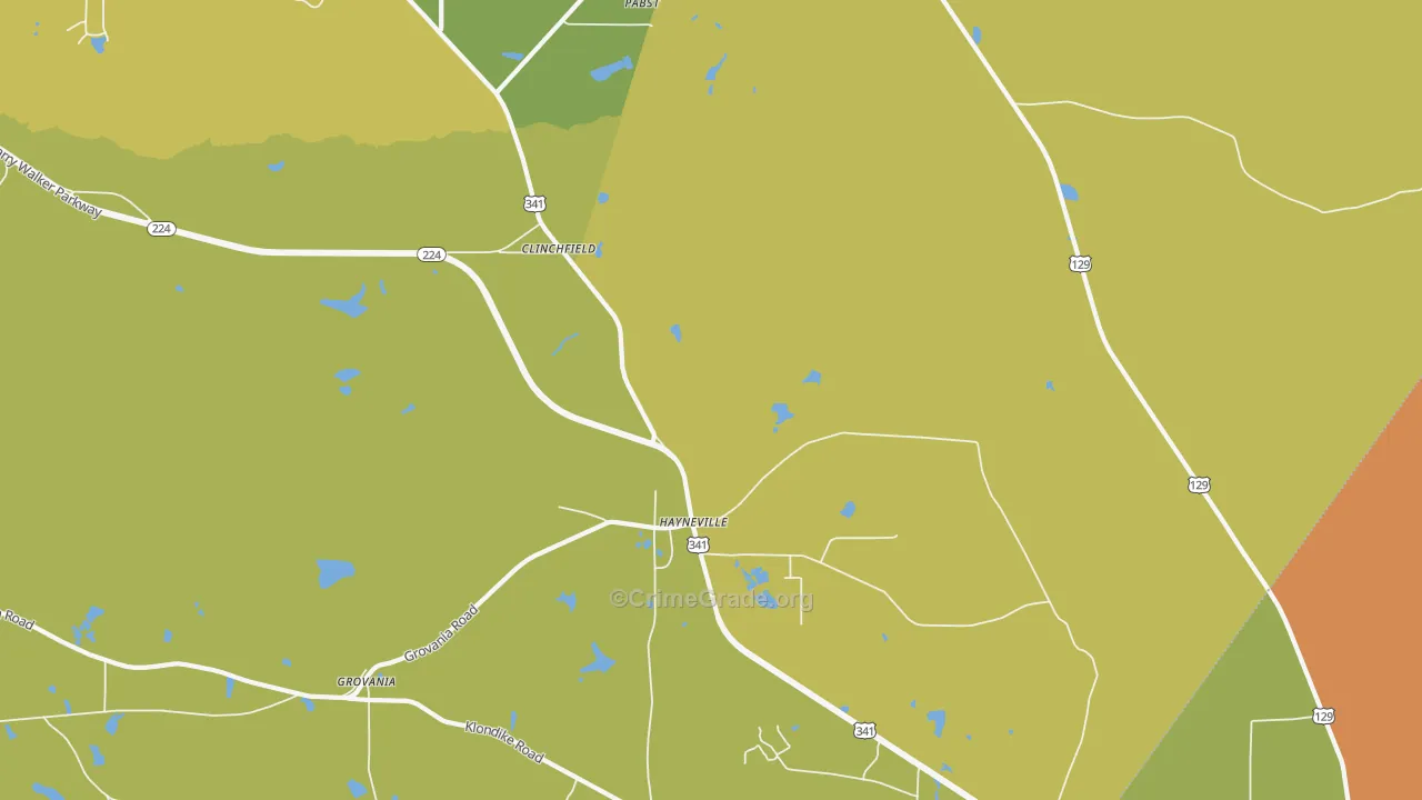 Hayneville, GA Map of Burglary Rates