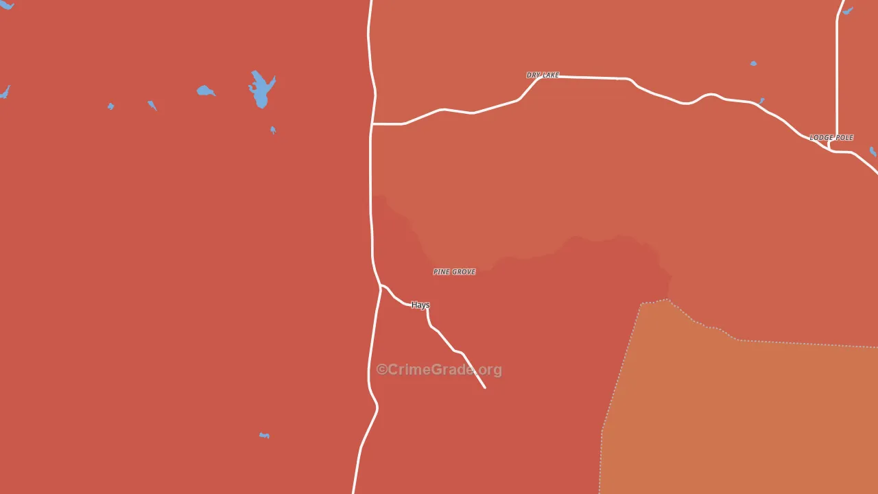 Hays, MT Map of Burglary Rates