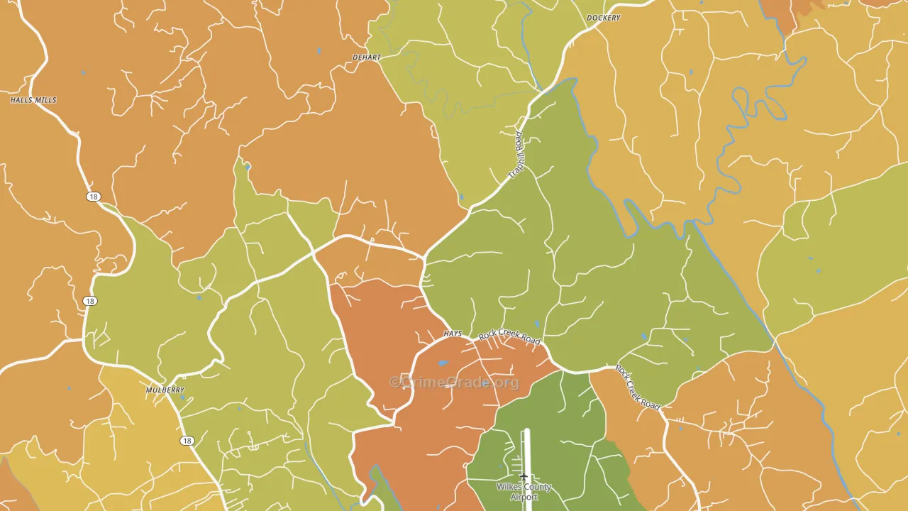 Hays, NC Map of Burglary Rates