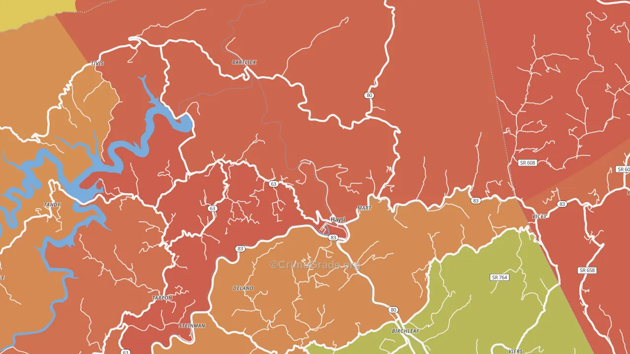 Haysi, VA Map of Burglary Rates