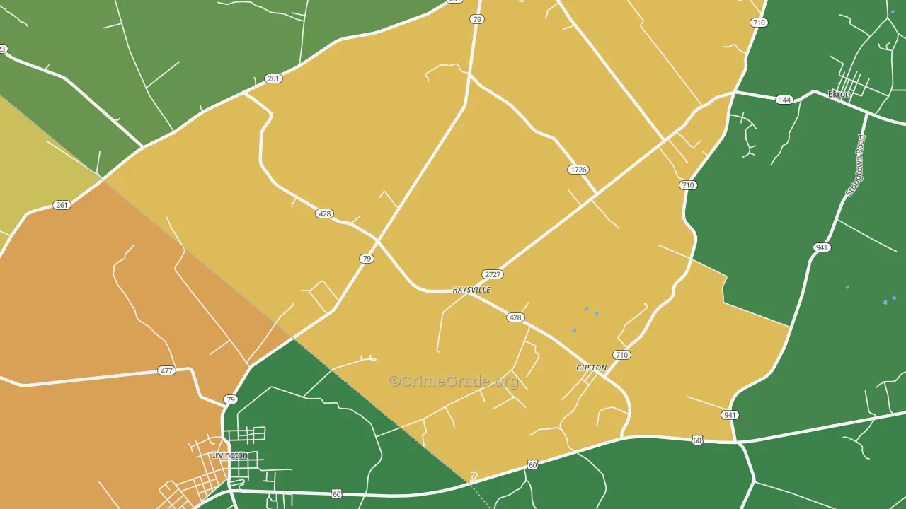 Haysville, KY Map of Burglary Rates