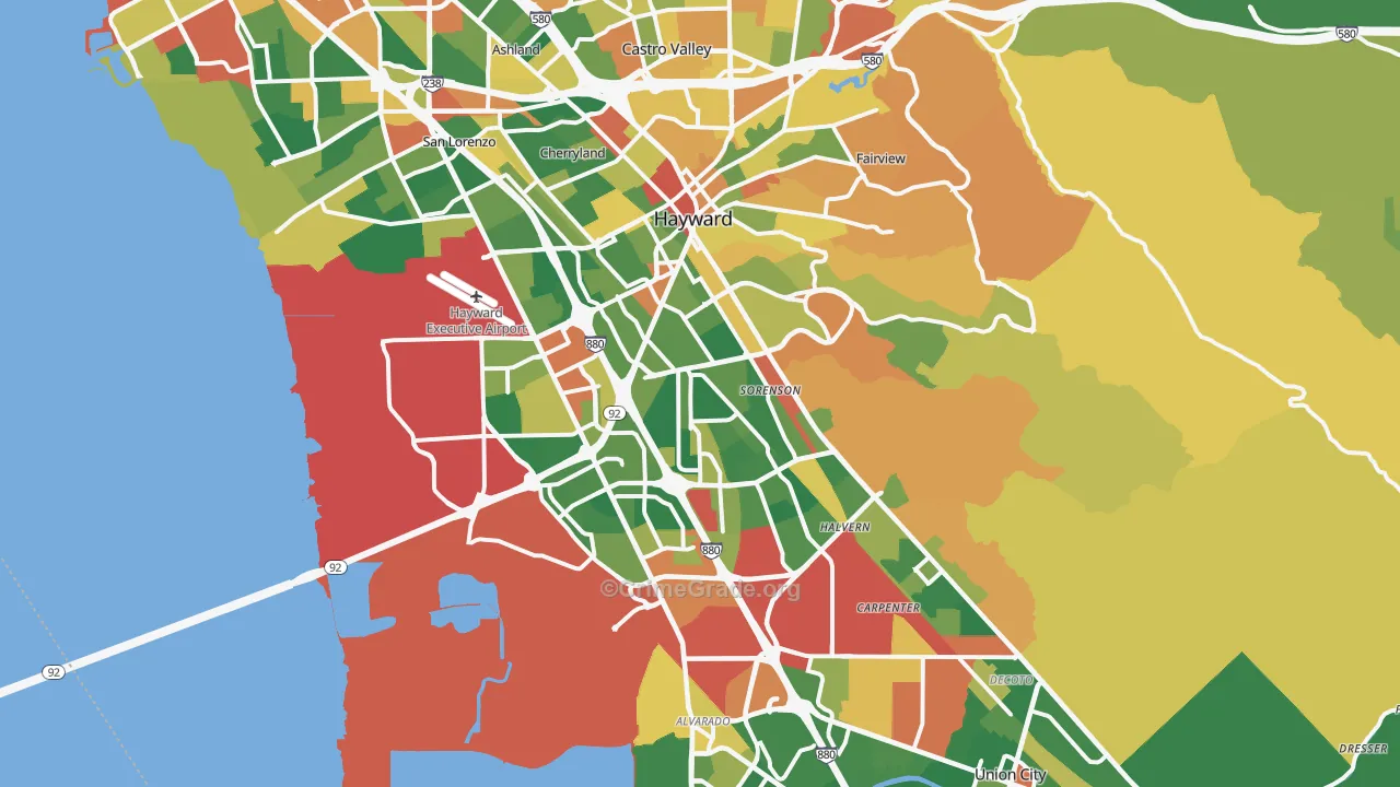 Hayward, CA Map of Burglary Rates