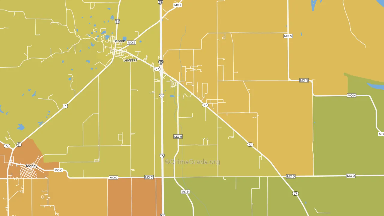 Haywood City, MO Map of Burglary Rates