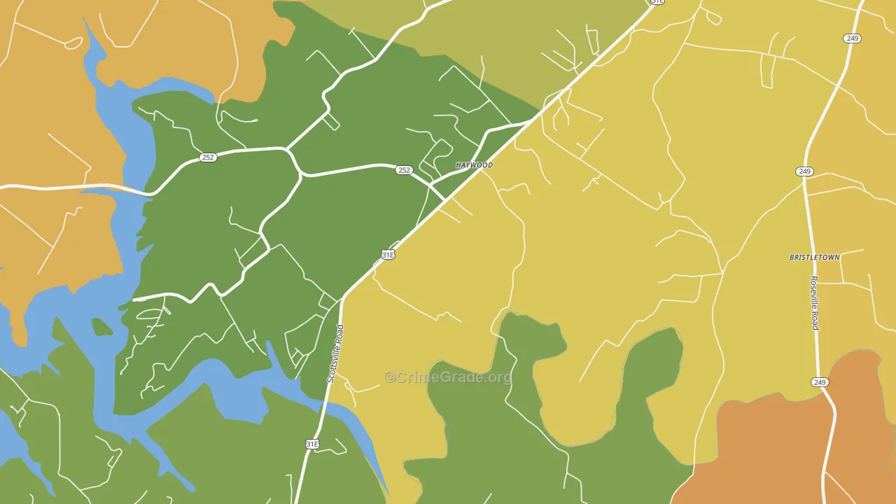 Haywood, KY Map of Burglary Rates
