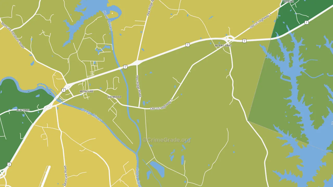 Haywood, NC Map of Burglary Rates