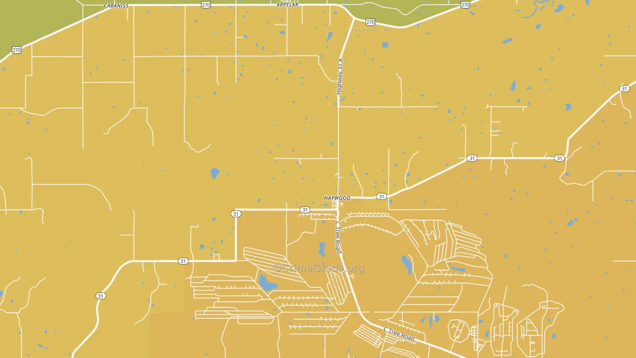 Haywood, OK Map of Burglary Rates