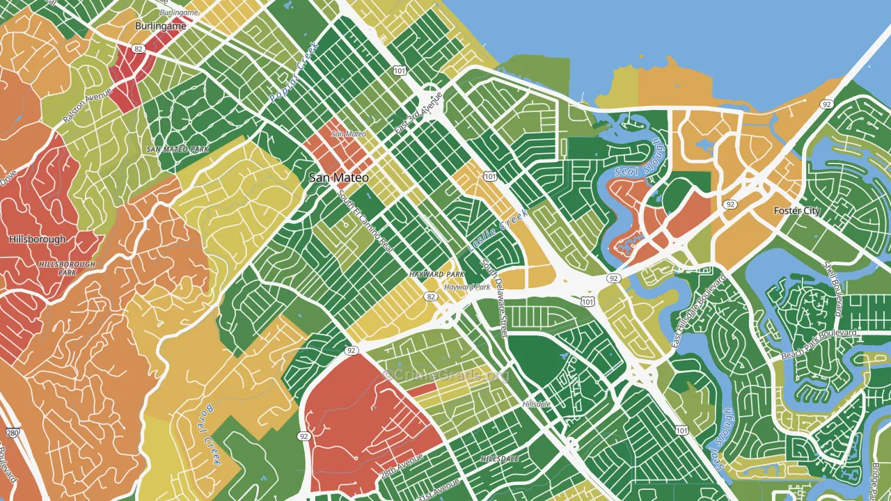 Haywood Park, San Mateo, CA Map of Burglary Rates