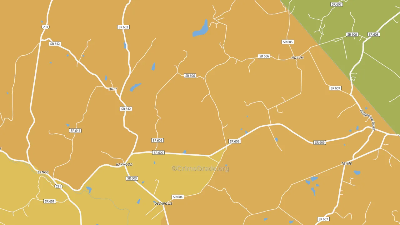 Haywood, VA Map of Burglary Rates