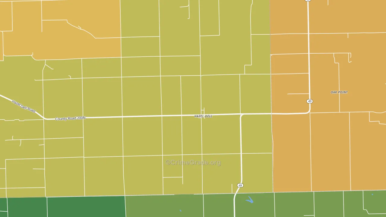 Hazel Dell, IL Map of Burglary Rates