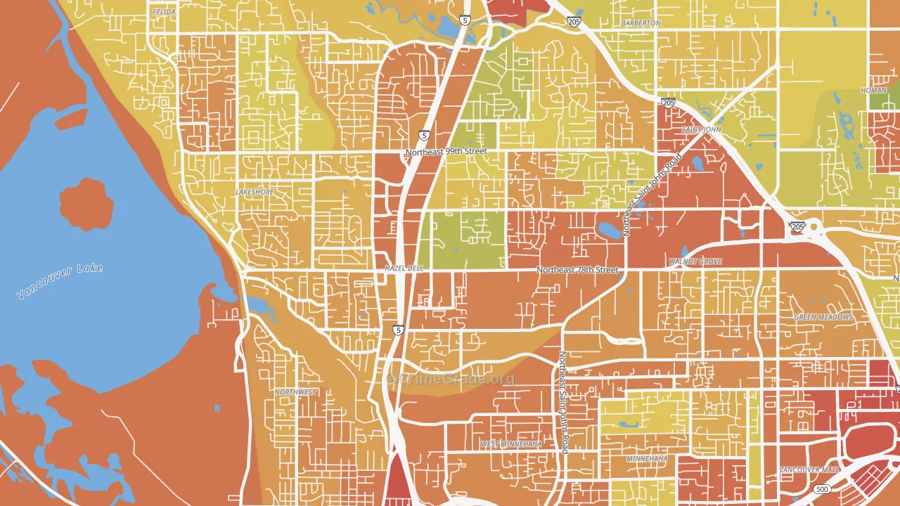 Hazel Dell, WA Map of Burglary Rates